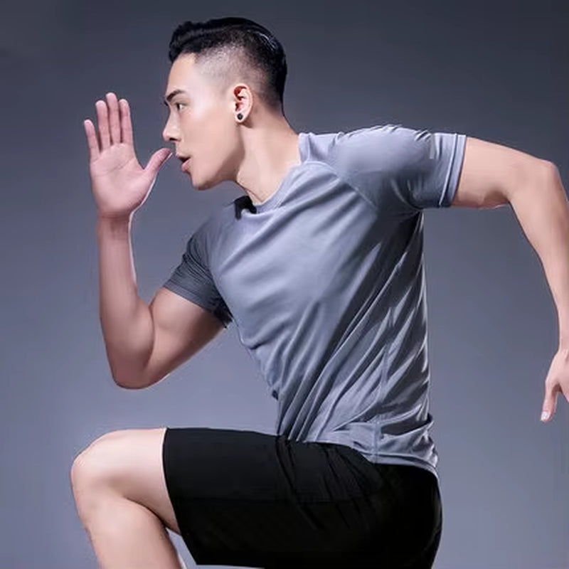 Reflective Shirt Quick Dry Short Sleeve Sport T-Shirt Gym Clothing Man Fitness Playeras Para Hombres Breathable Sportswear
