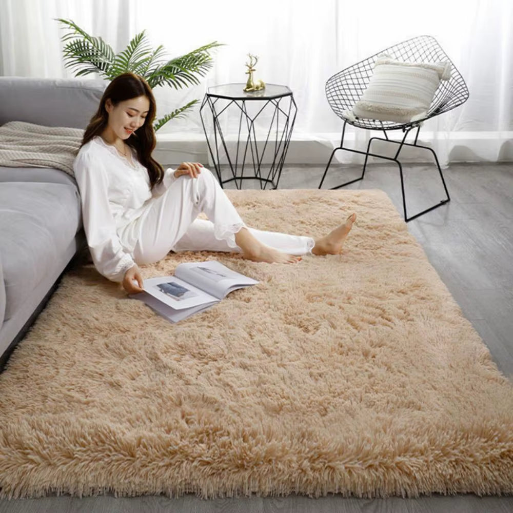 Tie-Dye Plush Carpet Living Room Decoration Soft Fluffy Home Mat Children'S Room Baby Crawling Non-Slip Blanket