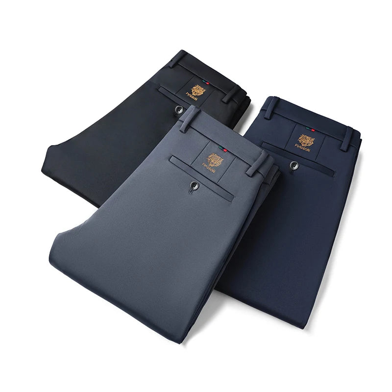 Men'S New Loose Straight Leg Elastic Formal Pants, Business Tiger Head Western Style, All Seasons, Casual & Formal Wear