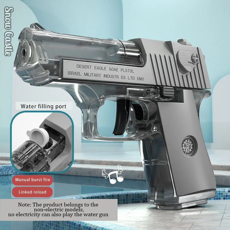 Electric/Manual Grey Water Gun Rechargeable Automatic Spray Gun Toys Capacity Range up to 26 FT Range for Adults & Kids - Blue