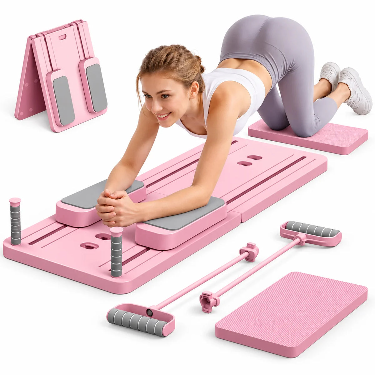 Pilates Board - Foldable Multifunctional Abdominal Muscle Core Trainer 300LBS Capacity