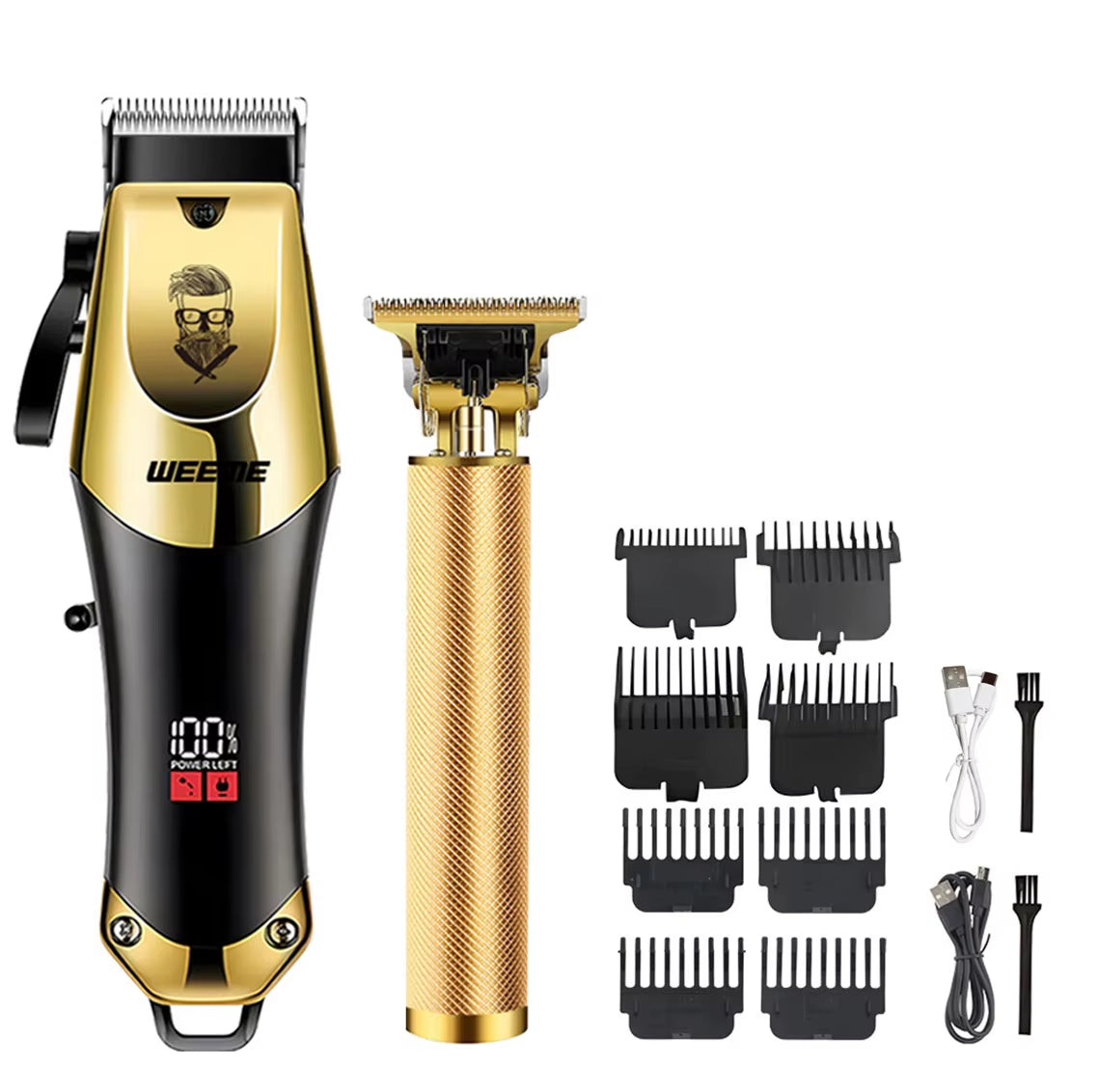 T9 Vintage Men'S Electric Hair Clipper Beard Trimmer/Rechargeable Hair Cutting Machine with Nose Hair Trimmer Kit Boyfriend Gift