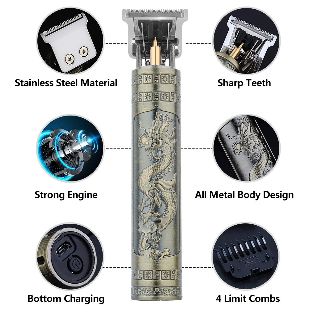 Retro T9 Original Haircutting Machine Set Jackets Trimmer Men'S Electric Shaver Male Lence Pro Barber Shaver for Sensitive Areas