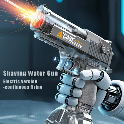 Electric/Manual Grey Water Gun Rechargeable Automatic Spray Gun Toys Capacity Range up to 26 FT Range for Adults & Kids - Blue