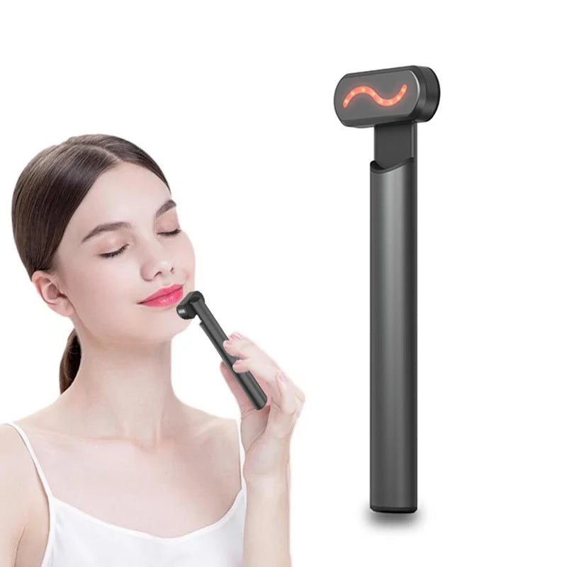 4 in 1 Portable Skin Care Vibration Massager Facial Rejuvenation Hand Held Equipment Face Beauty Eye LED Red Light Therapy Wand