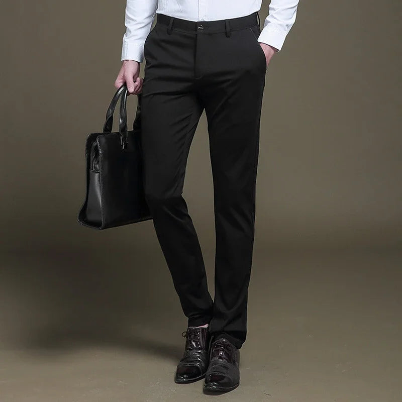 Men'S Casual Pants Non-Ironing Anti-Wrinkle Elastic Suit Pants Small Foot Thin Solid Trousers Stretchy Hot Selling Male Bottoms