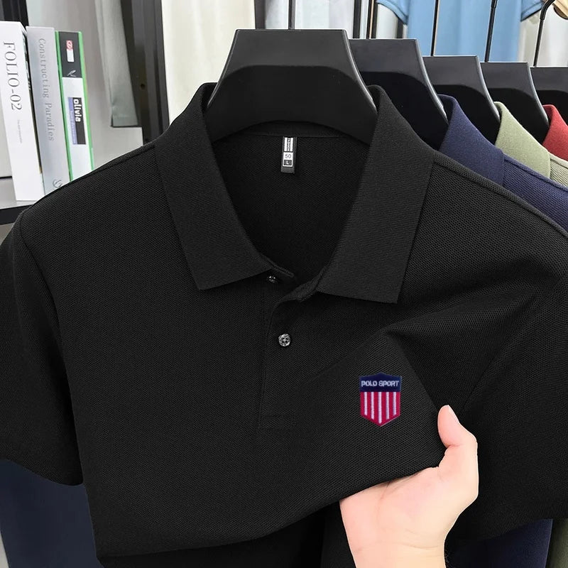 Cotton100% Luxury Brand Men'S Summer Short Sleeved Polo Shirt Lapel Chest Embroidered T-Shirt Casual Business Men'S Clothing Top