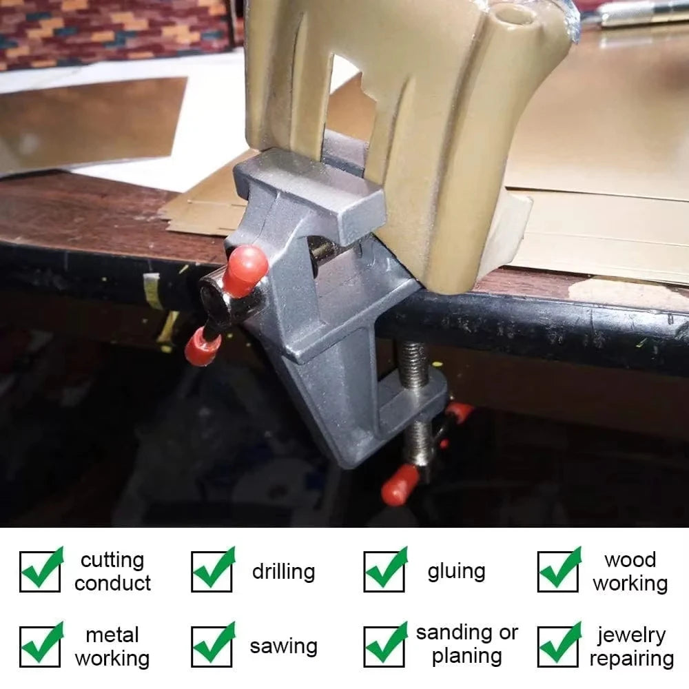 Mini Bench Vise Muliti-Funcational 3.5" Aluminum Miniature Small Jewelers Hobby Clamp on Table Flat Pliers Tool Vice