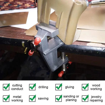 Mini Bench Vise Muliti-Funcational 3.5" Aluminum Miniature Small Jewelers Hobby Clamp on Table Flat Pliers Tool Vice