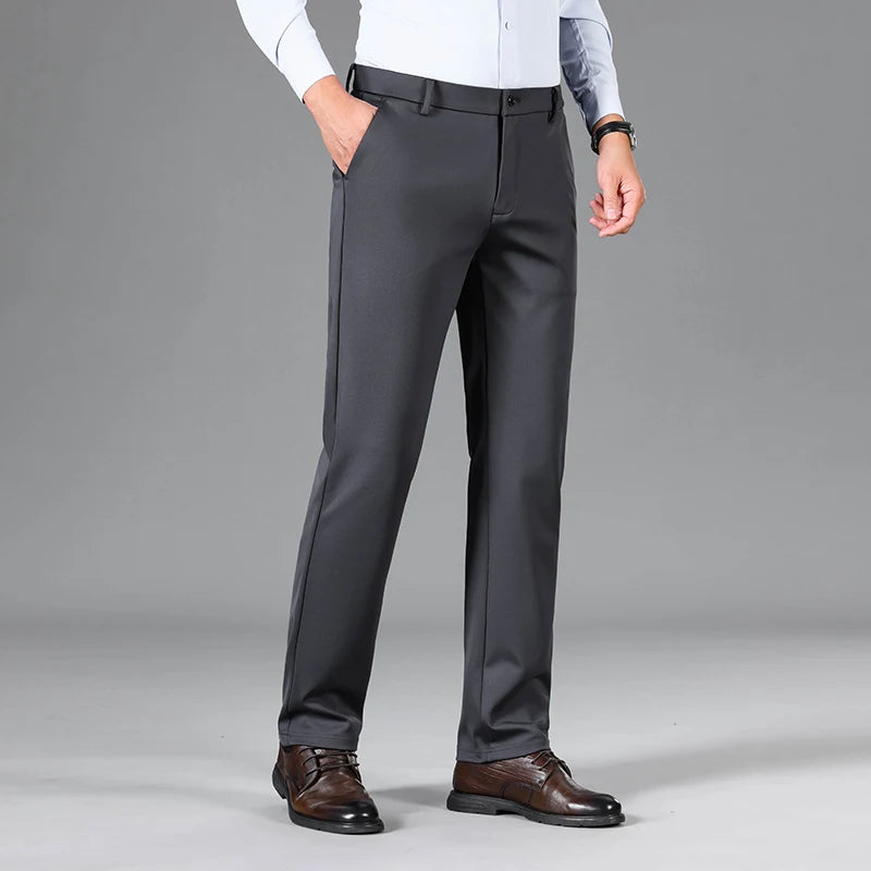 Men'S New Loose Straight Leg Elastic Formal Pants, Business Tiger Head Western Style, All Seasons, Casual & Formal Wear