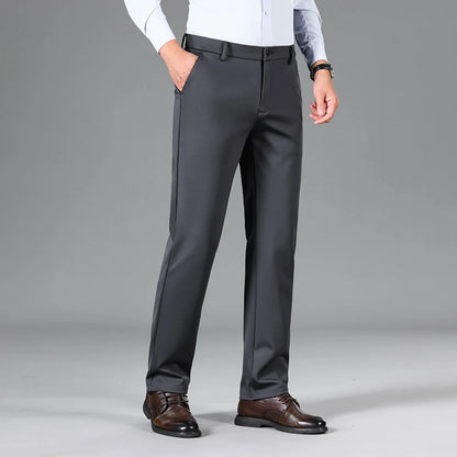 Men'S New Loose Straight Leg Elastic Formal Pants, Business Tiger Head Western Style, All Seasons, Casual & Formal Wear