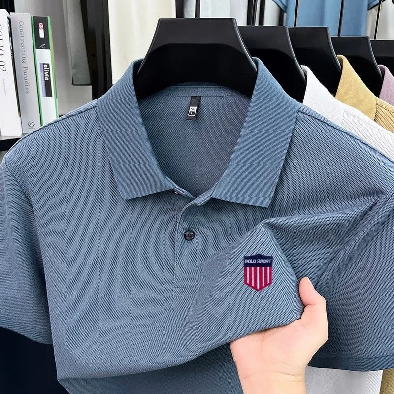 Cotton100% Luxury Brand Men'S Summer Short Sleeved Polo Shirt Lapel Chest Embroidered T-Shirt Casual Business Men'S Clothing Top