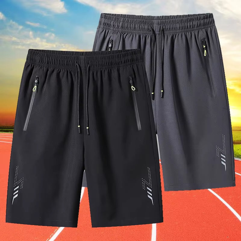 Summer Men'S Shorts Cool Sportswear Running Sport Shorts Casual Bottoms Gym Fitness Training Jogging Short Pants Men Black Gray