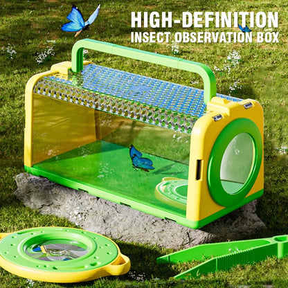 Insect Capture Cage Bug Habit Observation Box with Magnifying Glass Butterfly Net Kid Exploration Kit Outdoor Camping Catch Toy