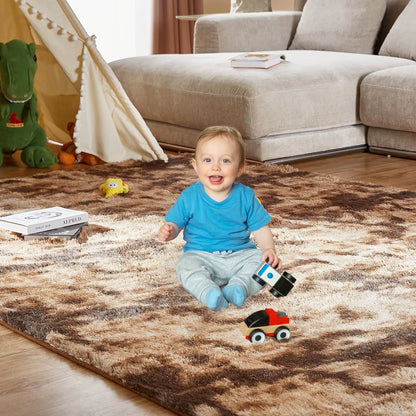Tie-Dye Plush Carpet Living Room Decoration Soft Fluffy Home Mat Children'S Room Baby Crawling Non-Slip Blanket