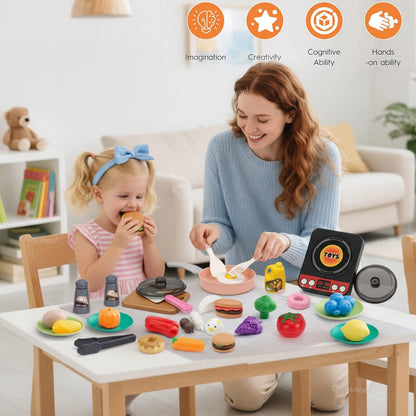 Kids Kitchen Toys Set 92/69/59 PCS Play Food with Pots Pans & Utensils Small Pretend Cooking Toys for Toddlers Girls Boys Gift