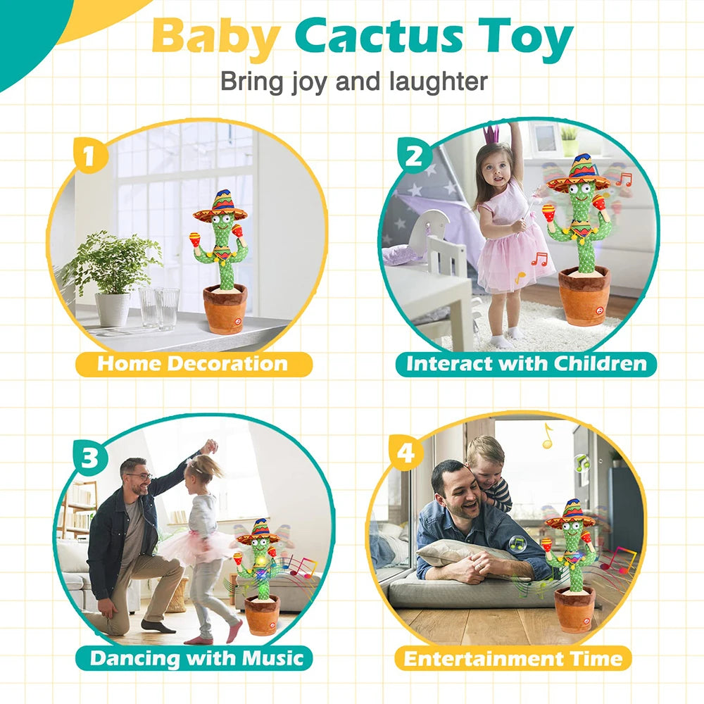 Talking Cactus Dancing Baby Toy Cactus Repeats What You Say for Kids with English Songs Dancing Toy for Gift Toddle Girls Boys