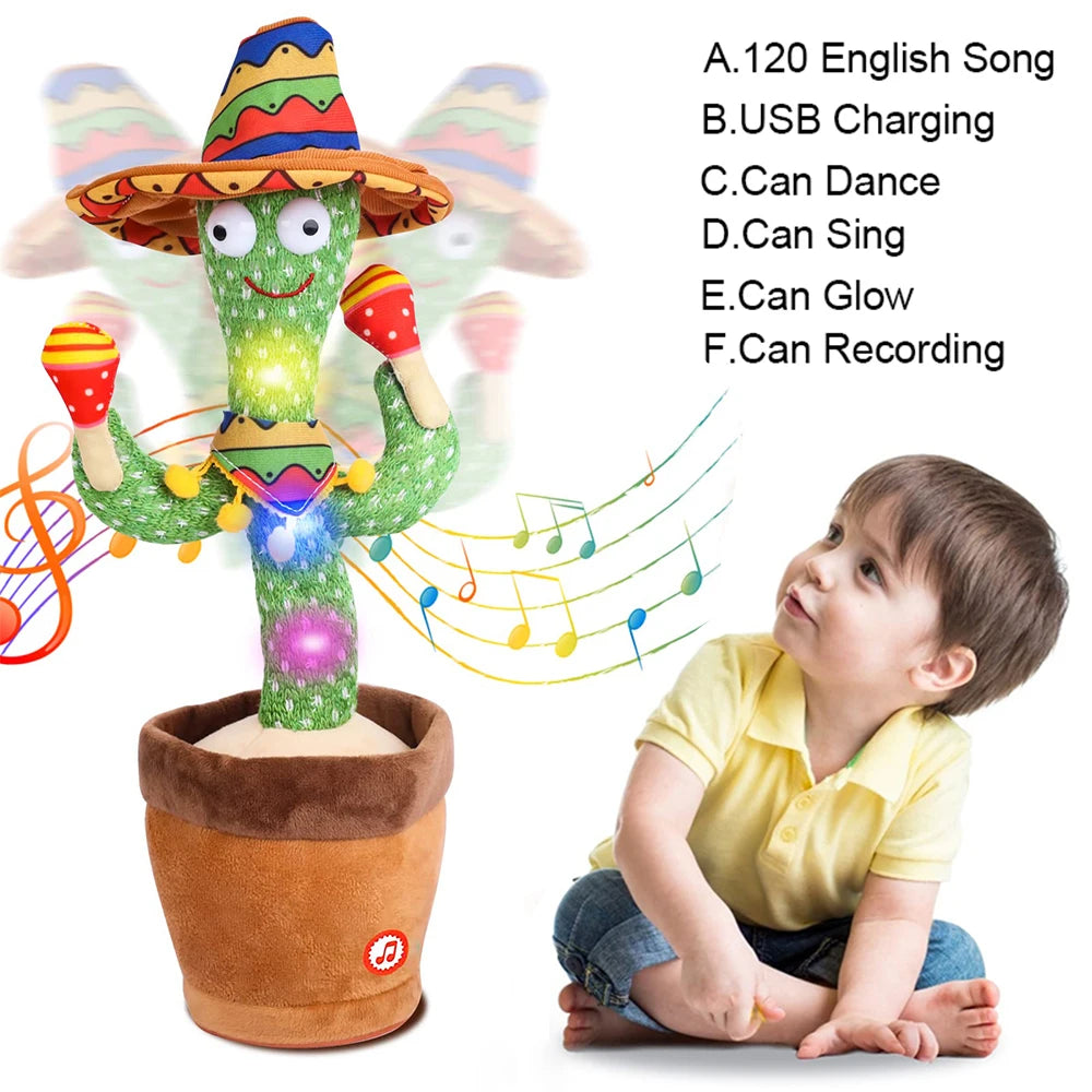Talking Cactus Dancing Baby Toy Cactus Repeats What You Say for Kids with English Songs Dancing Toy for Gift Toddle Girls Boys