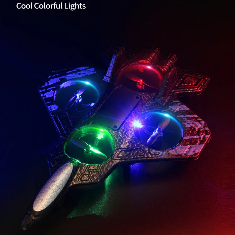 Remote Control Fighter Kids Flying Helicopter RC Hobby Jet Plane 2.4G Stunt Foam Fighter Airplane Toy Drone with Light