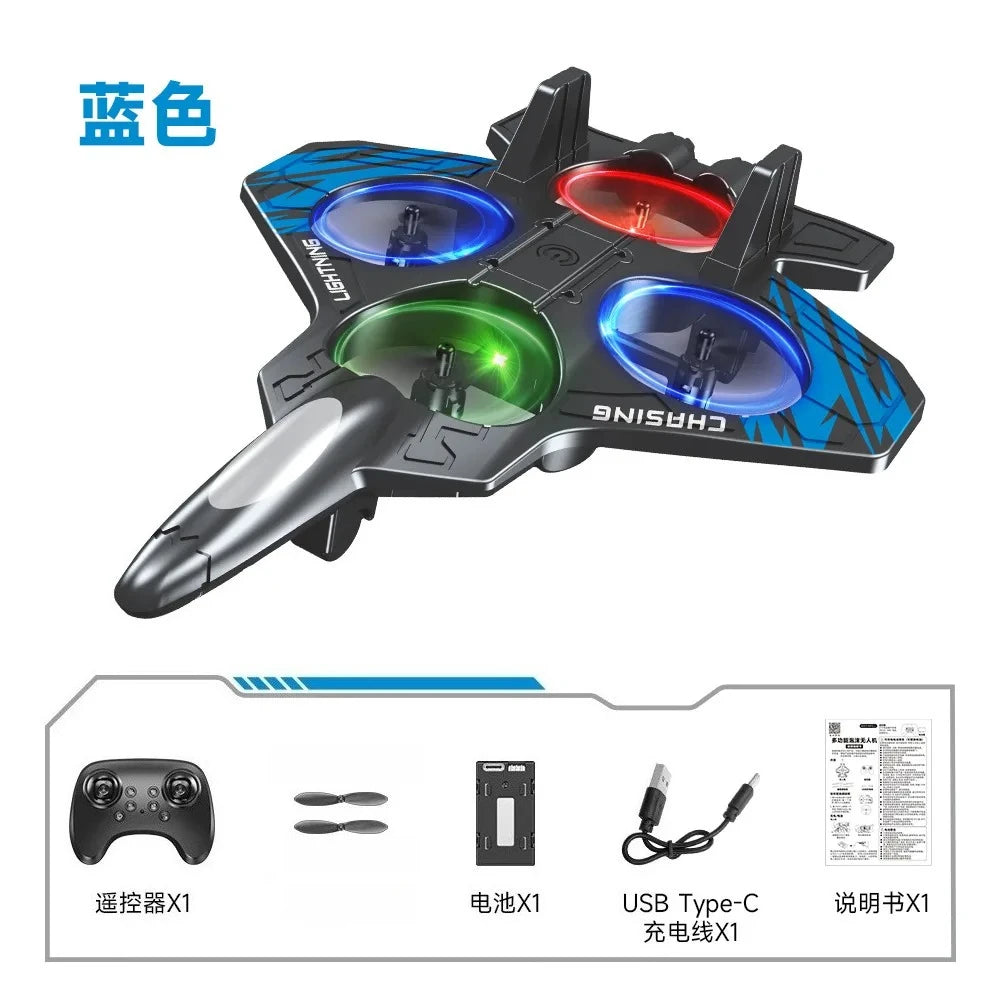 Remote Control Fighter Kids Flying Helicopter RC Hobby Jet Plane 2.4G Stunt Foam Fighter Airplane Toy Drone with Light