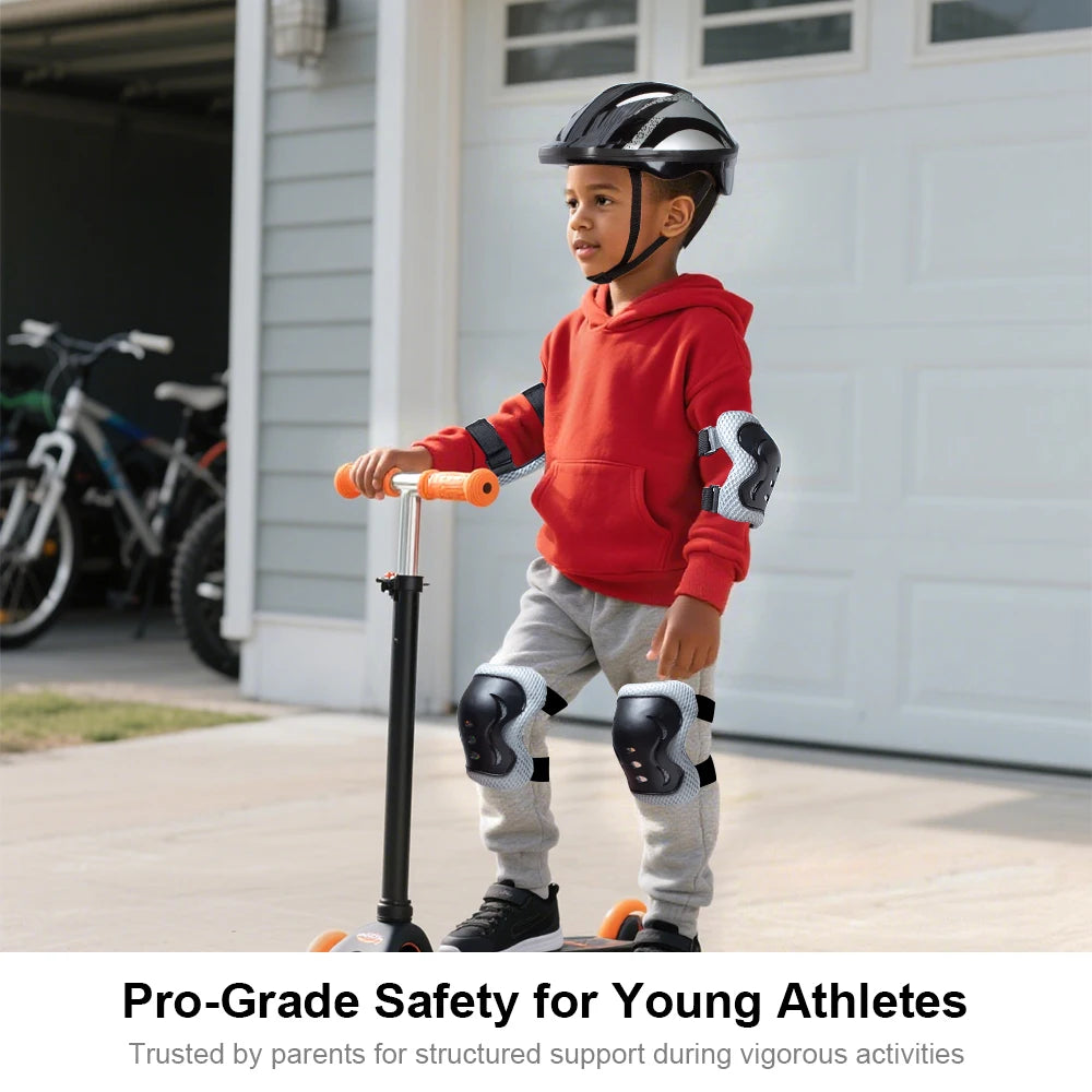 7Pcs Kids Protective Gear Set – Adjustable Helmet & Knee/Elbow/Wrist Pads for Skateboard Cycling Hoverboard Scooter Rollerbladin
