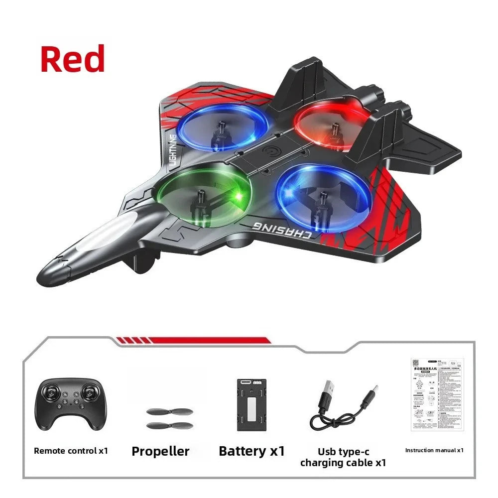 Remote Control Fighter Kids Flying Helicopter RC Hobby Jet Plane 2.4G Stunt Foam Fighter Airplane Toy Drone with Light