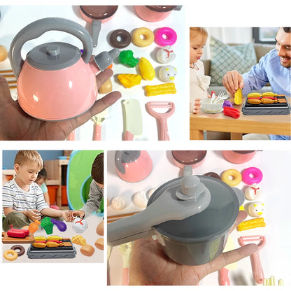 Kids Kitchen Toys Set 92/69/59 PCS Play Food with Pots Pans & Utensils Small Pretend Cooking Toys for Toddlers Girls Boys Gift
