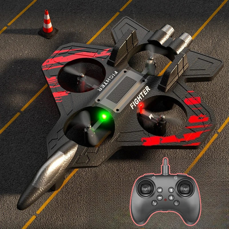Remote Control Fighter Kids Flying Helicopter RC Hobby Jet Plane 2.4G Stunt Foam Fighter Airplane Toy Drone with Light