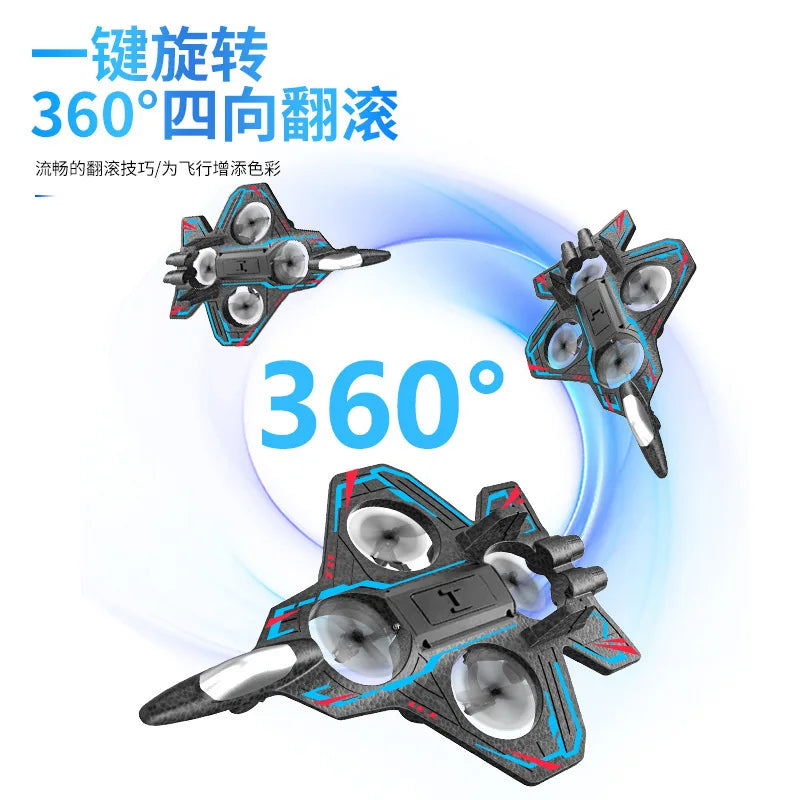 Remote Control Fighter Kids Flying Helicopter RC Hobby Jet Plane 2.4G Stunt Foam Fighter Airplane Toy Drone with Light