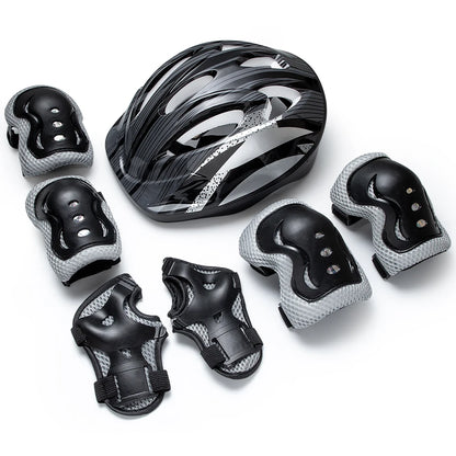 7Pcs Kids Protective Gear Set – Adjustable Helmet & Knee/Elbow/Wrist Pads for Skateboard Cycling Hoverboard Scooter Rollerbladin