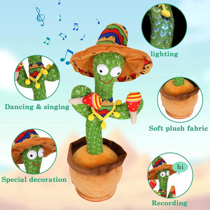 Talking Cactus Dancing Baby Toy Cactus Repeats What You Say for Kids with English Songs Dancing Toy for Gift Toddle Girls Boys