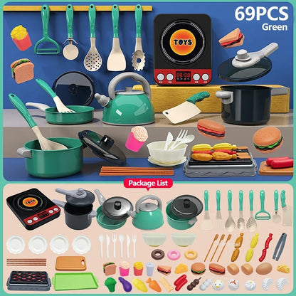 Kids Kitchen Toys Set 92/69/59 PCS Play Food with Pots Pans & Utensils Small Pretend Cooking Toys for Toddlers Girls Boys Gift