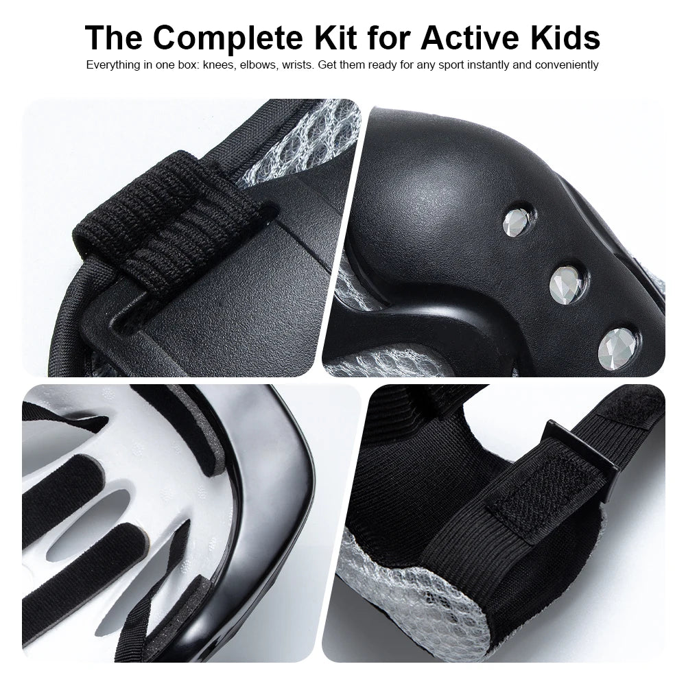 7Pcs Kids Protective Gear Set – Adjustable Helmet & Knee/Elbow/Wrist Pads for Skateboard Cycling Hoverboard Scooter Rollerbladin