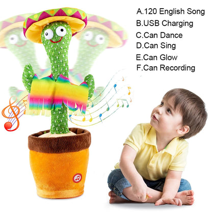 Talking Cactus Dancing Baby Toy Cactus Repeats What You Say for Kids with English Songs Dancing Toy for Gift Toddle Girls Boys