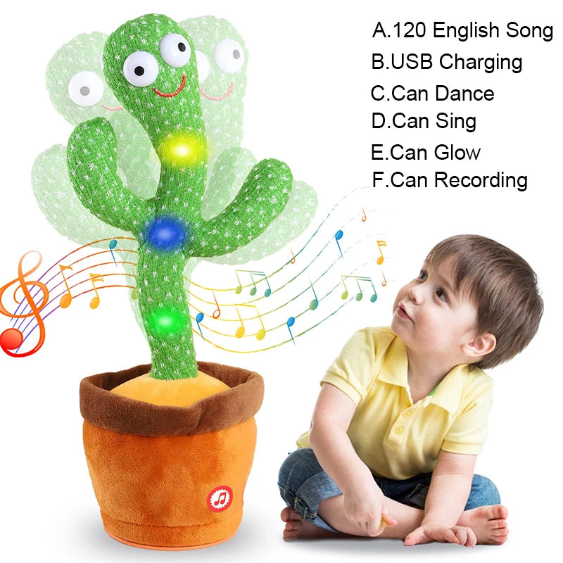 Talking Cactus Dancing Baby Toy Cactus Repeats What You Say for Kids with English Songs Dancing Toy for Gift Toddle Girls Boys