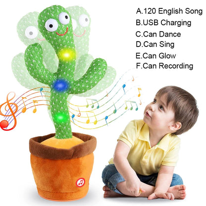 Talking Cactus Dancing Baby Toy Cactus Repeats What You Say for Kids with English Songs Dancing Toy for Gift Toddle Girls Boys
