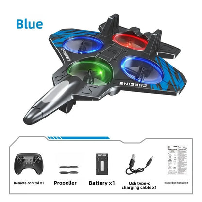 Remote Control Fighter Kids Flying Helicopter RC Hobby Jet Plane 2.4G Stunt Foam Fighter Airplane Toy Drone with Light