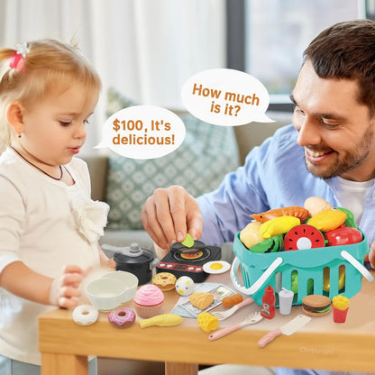Kids Kitchen Toys Set 92/69/59 PCS Play Food with Pots Pans & Utensils Small Pretend Cooking Toys for Toddlers Girls Boys Gift