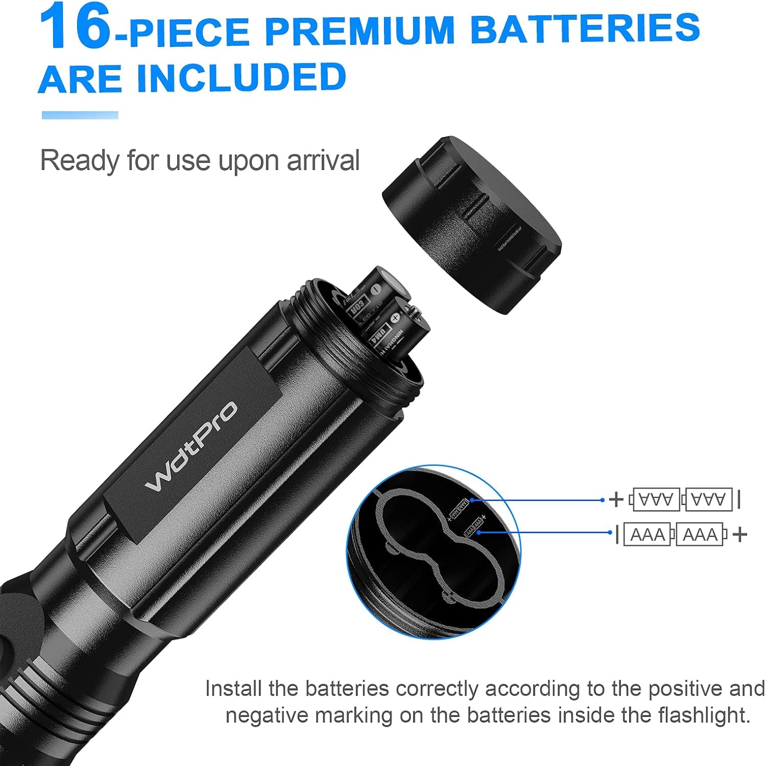 4 Pack LED Flashlights, Bright Flashlight with 16 AAA Batteries, Super Long Battery Life, Single Mode, High Lumens, EDC Flash Lights for Emergencies, Hurricane Supplies, Camping