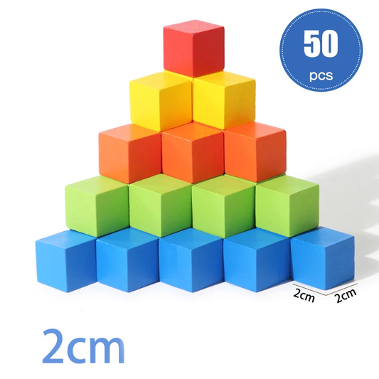 Colorful Wooden Stacking Blocks for Toddlers – Shape & Color Learning Toy (50/100 Pieces)