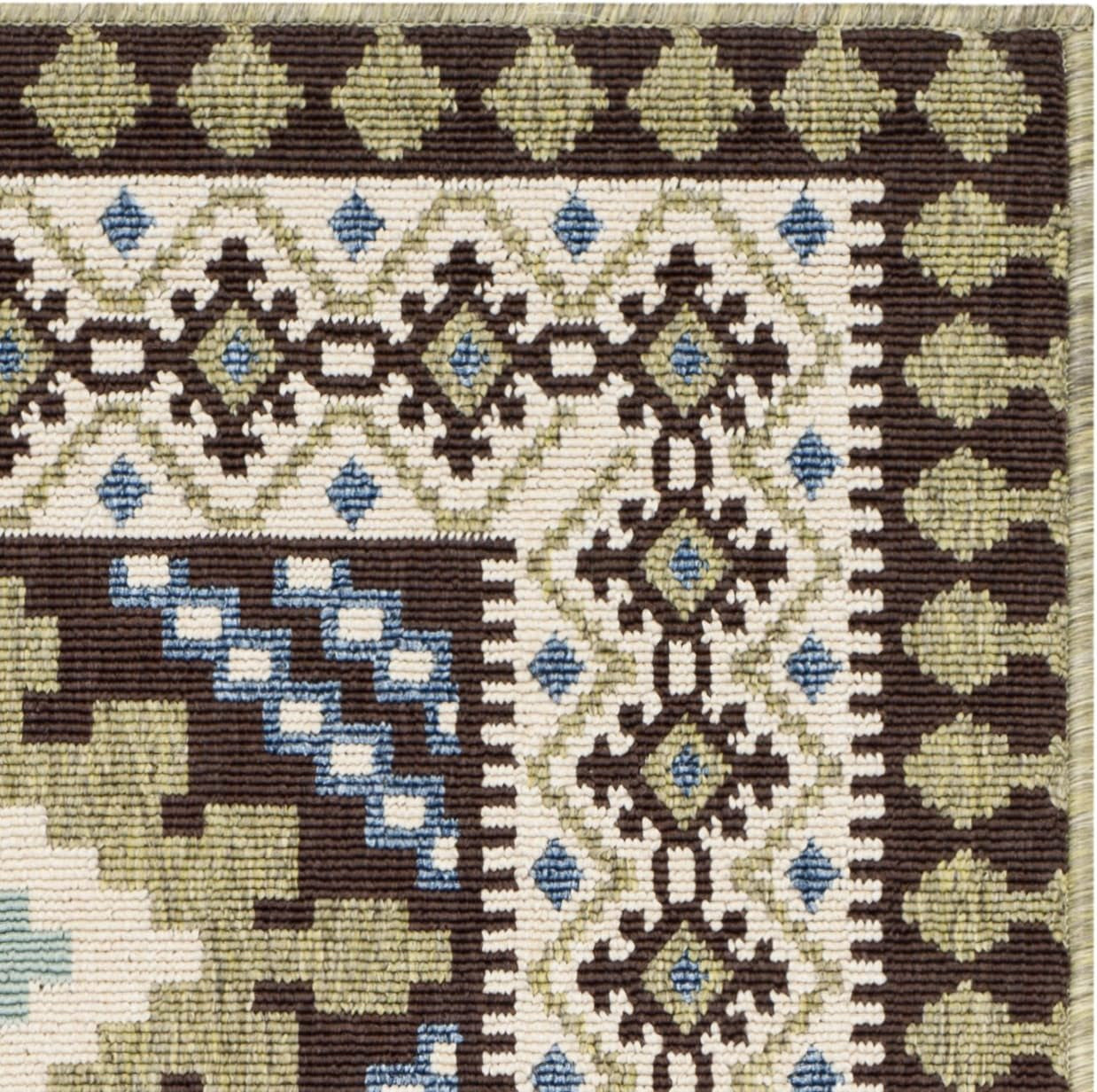 SAFAVIEH Washable Rug Outdoor Veranda Collection - 2'7" X 5', Chocolate & Green, Non-Shedding & Easy to Clean, Ideal for Patio, Backyard, Mudroom (VER099-0624)