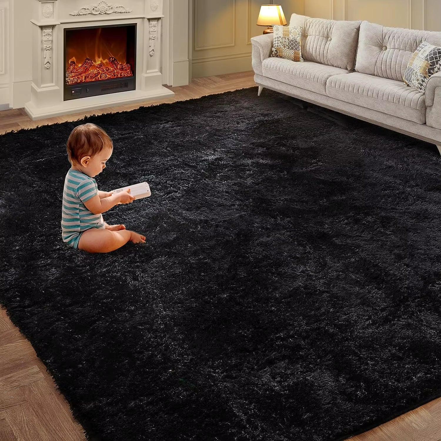 Tie-Dye Plush Carpet Living Room Decoration Soft Fluffy Home Mat Children'S Room Baby Crawling Non-Slip Blanket