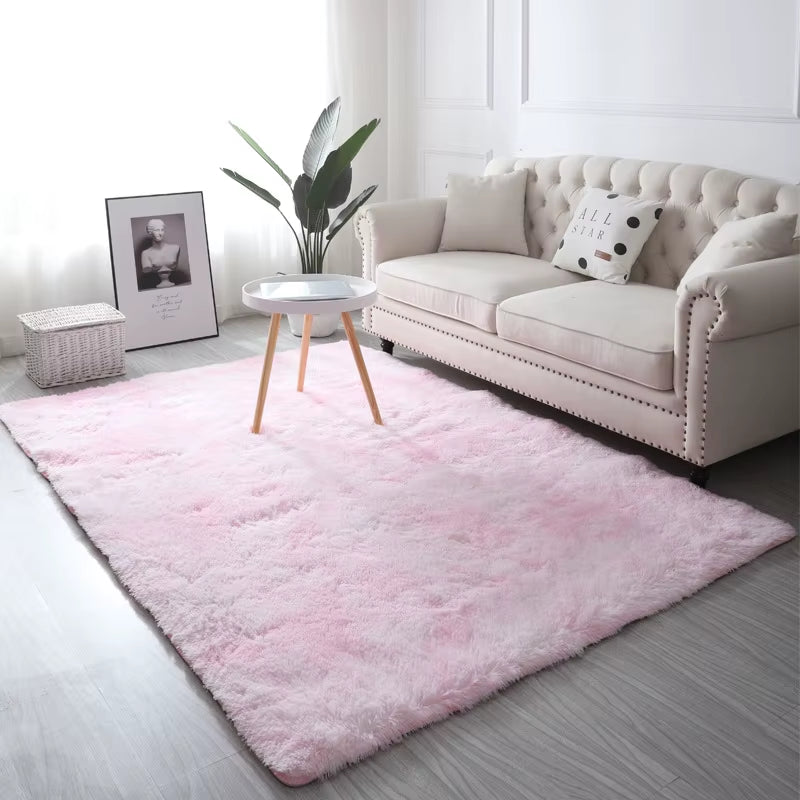 Tie-Dye Plush Carpet Living Room Decoration Soft Fluffy Home Mat Children'S Room Baby Crawling Non-Slip Blanket