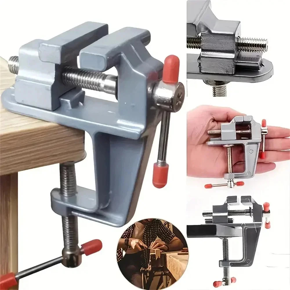 Mini Bench Vise Muliti-Funcational 3.5" Aluminum Miniature Small Jewelers Hobby Clamp on Table Flat Pliers Tool Vice
